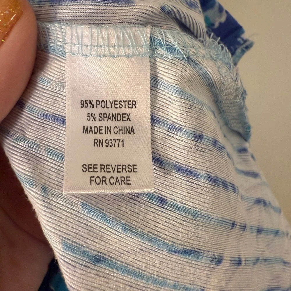 Cathy Daniels Blue & Teal Floral Patchwork Collared Sleeveless Top - Picture 4 of 12